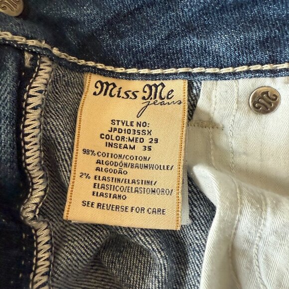 Women's 30 Miss Me Sunny Skinny Distressed Denim Jeans Low Rise Medium Wash - Picture 8 of 11